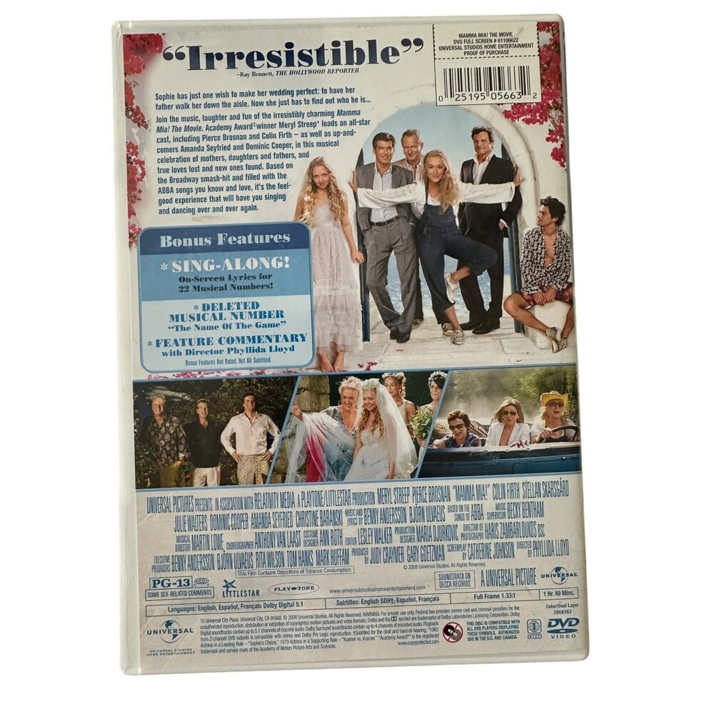 Mamma Mia The Movie DVD Full Screen Meryl Streep Musical Comedy - Picture 2 of 3